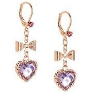 New! BETSEY JOHNSON Heart Bow Drop Leverback Earrings.